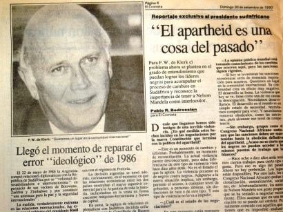 Vista de la entrevista publicada en El Cronista Comercial del 30/07/1990