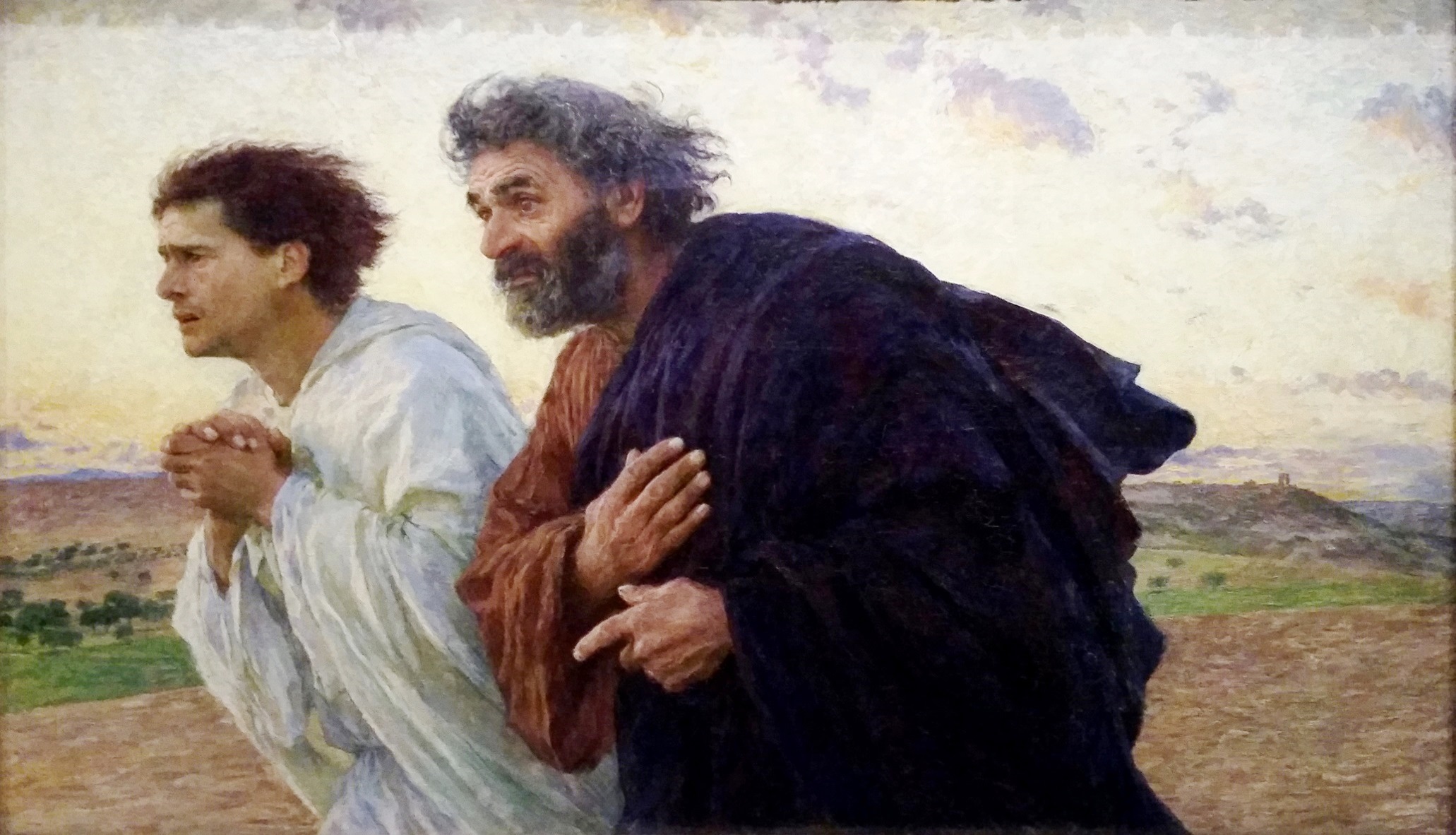 Los discípulos Pedro y Juan corren al sepulcro ( Eugène Burnand) 01